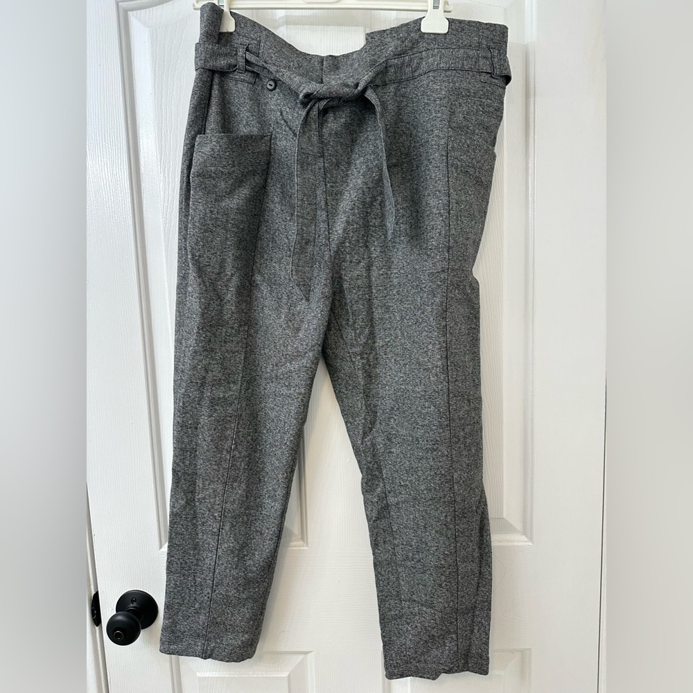 ZARA Gray Crossover Tie Waist Pants – Size Small